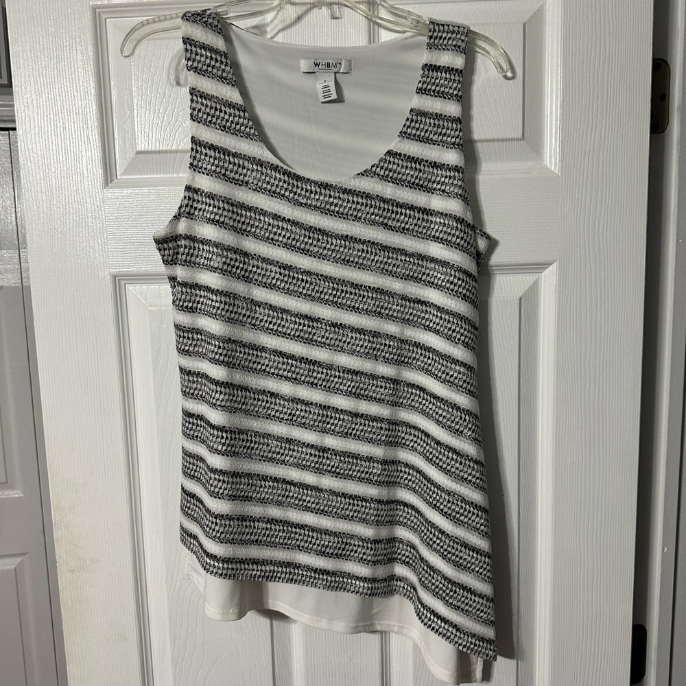 White House Black Market Asymmetrical Striped Tank Top